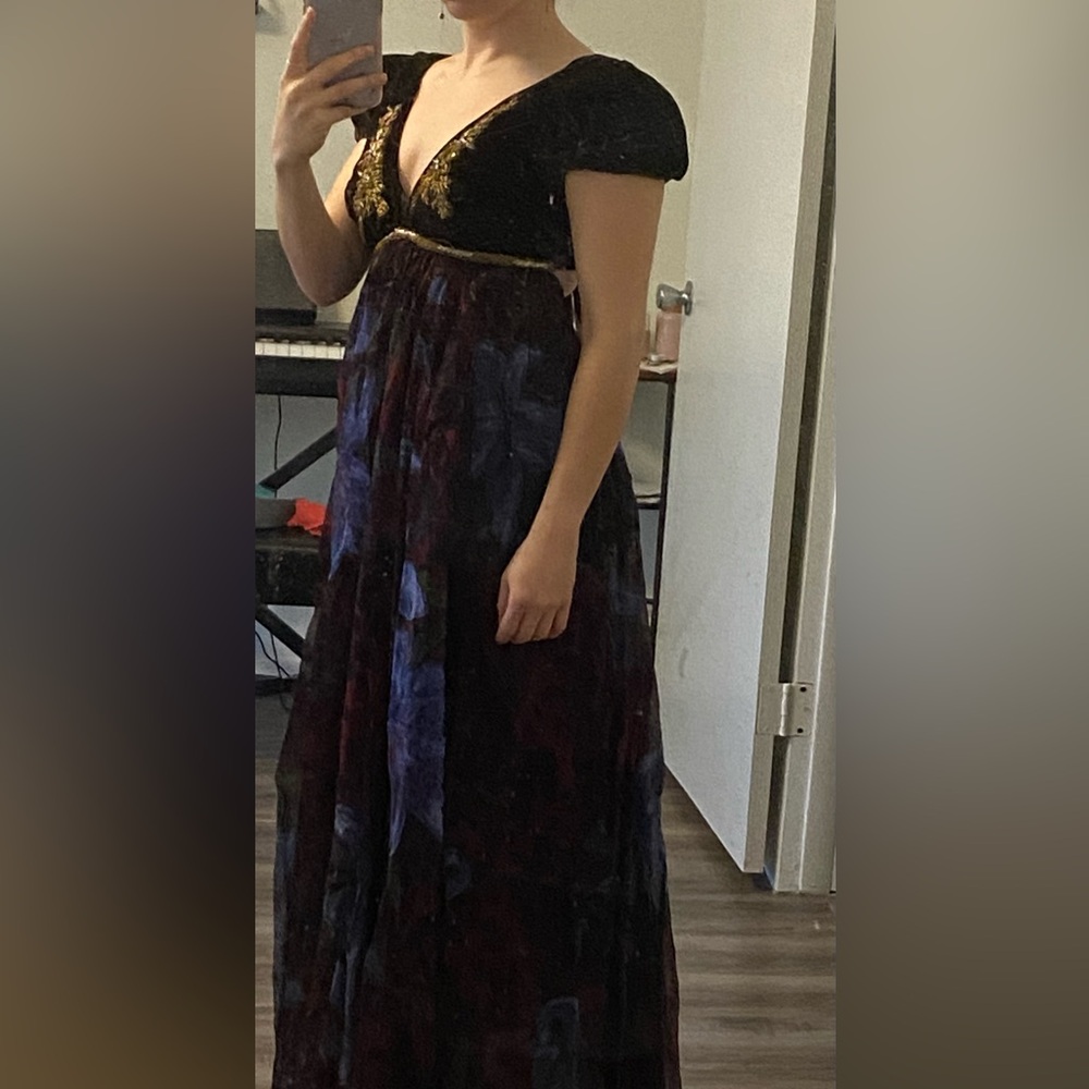 Free People Black and Blue Floral Maxi Dress - Picture 8 of 9